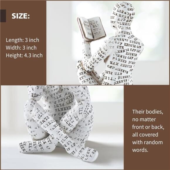 Home Decor Pulp Reading Women Thinker Statue Aesthetic Sculpture Room - Picture 3 of 7